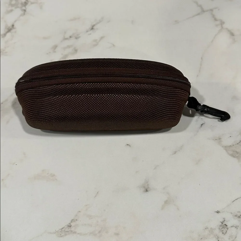 Maui Jim Sunglass Case Semi Hard Brown Clamshell Zip Around